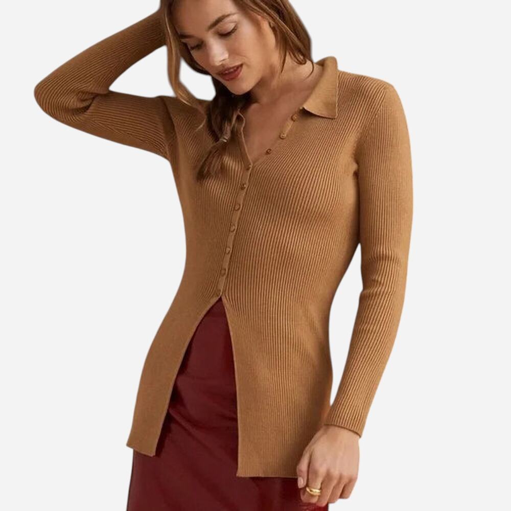 Maeve by Anthropologie Women Top Artisanal Slow Fashion Neutral Capsule Camel S